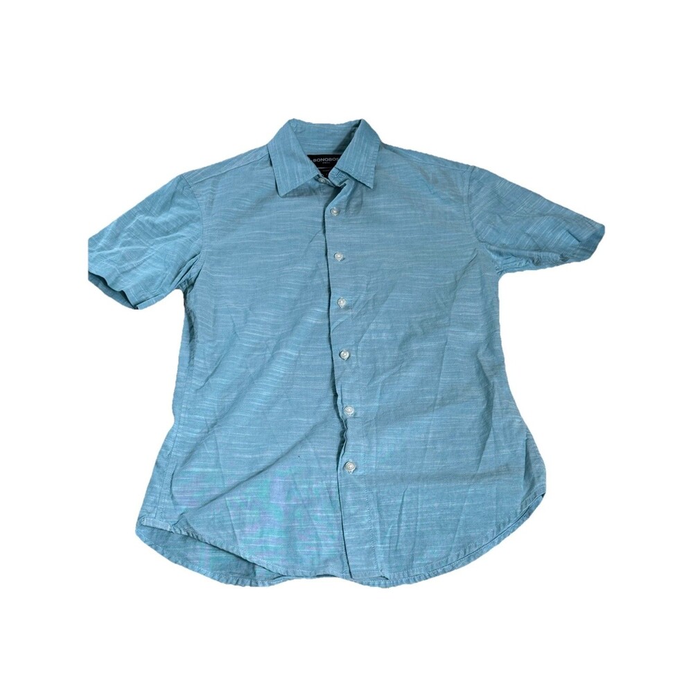 Bonobos Button Down Shirt Men’s Small Blue Tailor Fit Stretch Short Sleeve